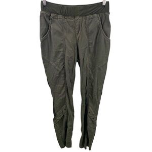 XCVI sz S Army Olive Green Tapered Ankle Joggers Stretch Lyocell Blend Grommets